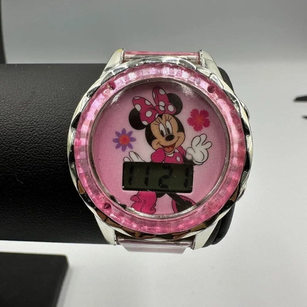 3/$30 Minnie Mouse Watch Girls Digital Pink Floral Band Disney Character